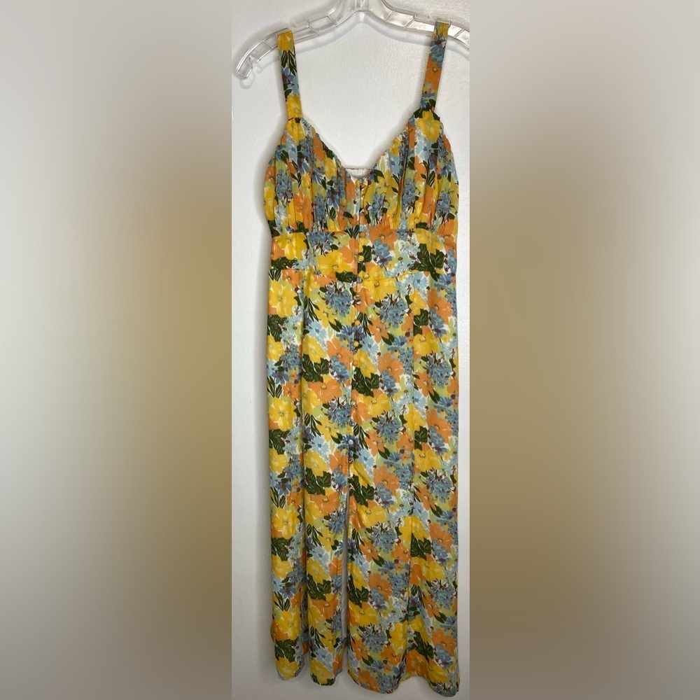 NWOT Abercrombie & Fitch Yellow Floral Slim Midi Dress Adjustable Straps - Picture 9 of 16